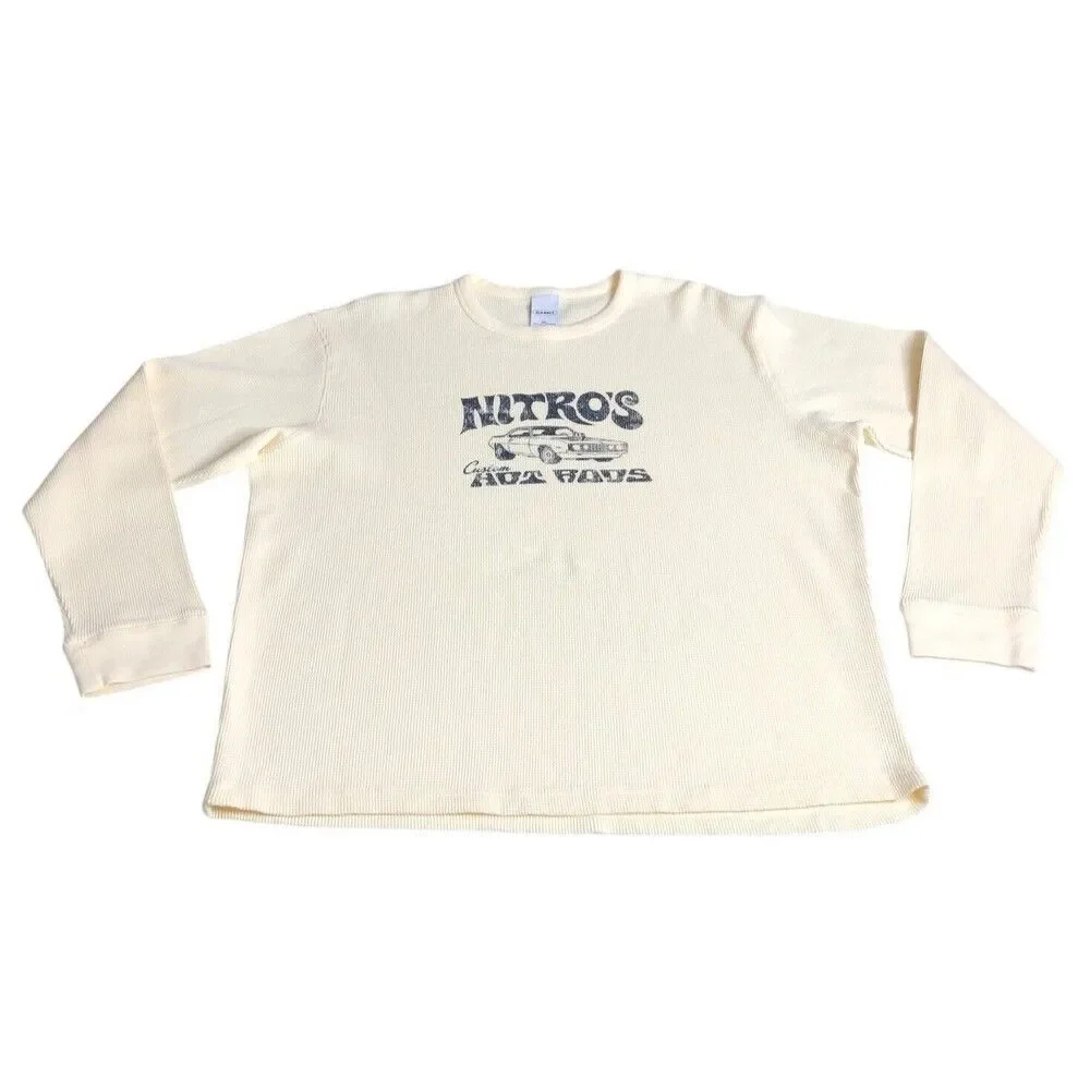 Vintage‎ Old Navy Sweater Mens XL Nitro Hot Rods Thermal Waffle Knit Grunge Y2k